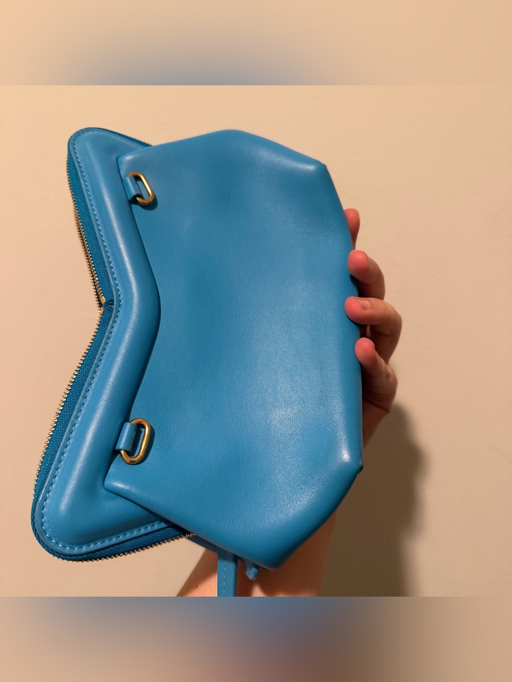 Mansur Gavriel Blue Mini M Frame Crossbody Bag - Picture 3 of 5